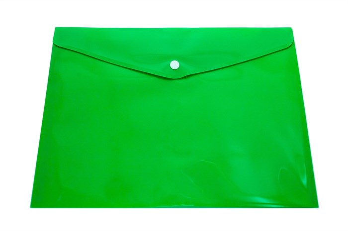 Папка-конверт с кнопкой,  А4, , зеленая, 0,15 мм