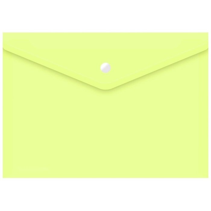 Папка-конверт с кнопкой,  А4, , прозрачная, желтая, 0,15 мм