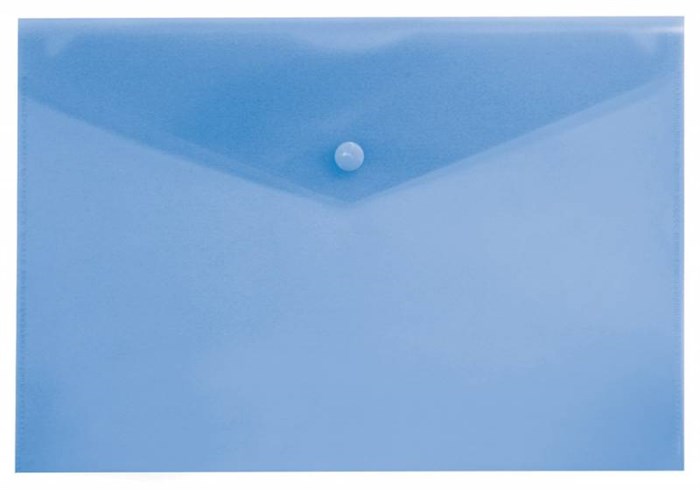 Папка-конверт с кнопкой,  А4, , синяя, 0,15 мм