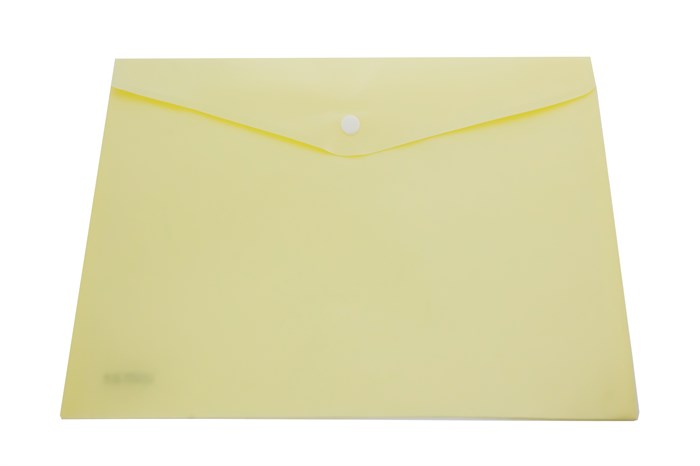 Папка-конверт с кнопкой,  А4, , желтая, 0,15 мм